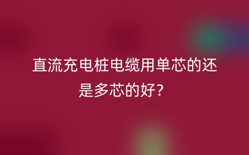 直流充電樁電纜用單芯的還是多芯的好？(圖1)